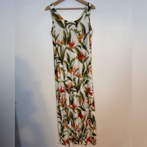 2Dye4 Tropical Floral Maxi Dress – White with Orange & Green Print – Women’s - M - Picture 4 of 13